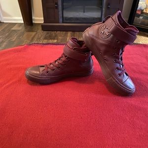 Women’s leather high top Converse Burgundy